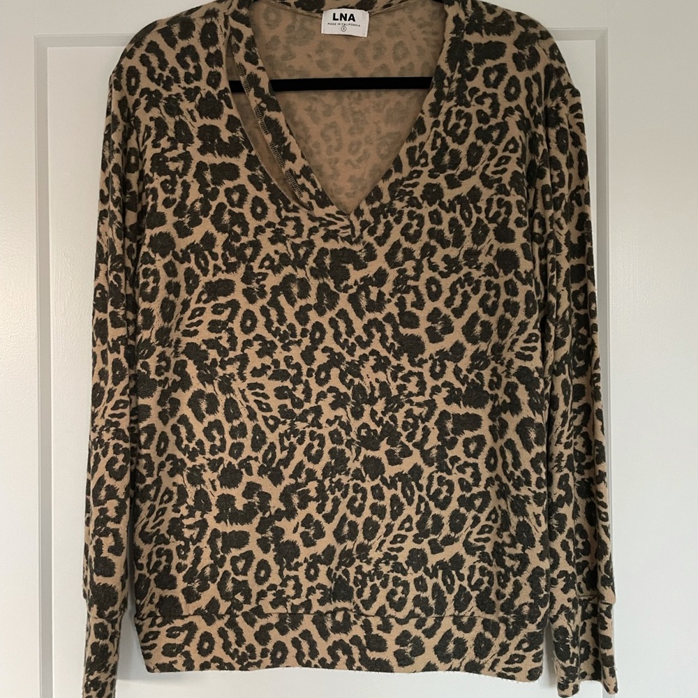 LNA Cheetah Sweater with Cutout, Size Small